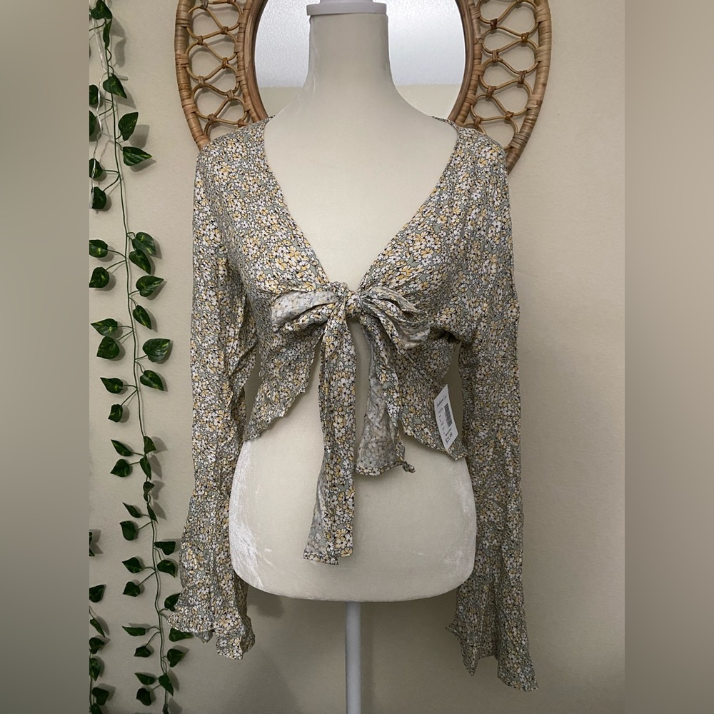 Audrey 3+1 Mint Floral Long Sleeve Top